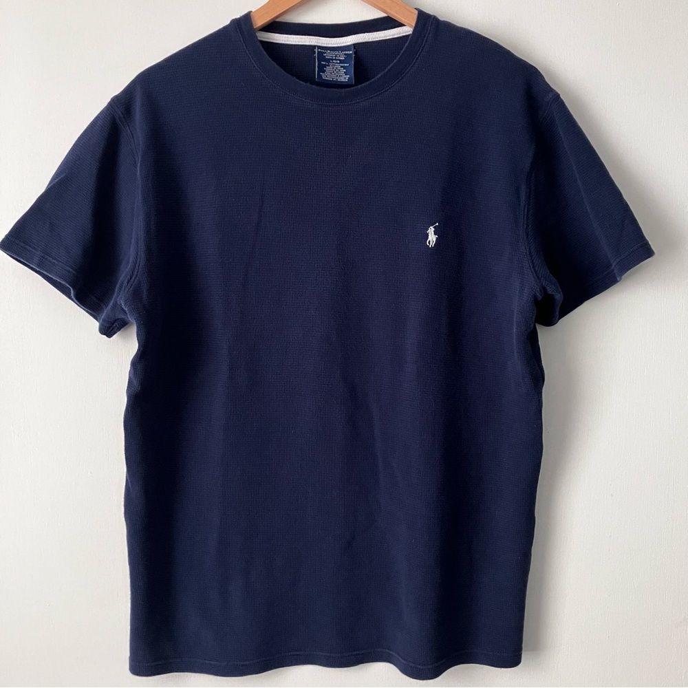 Polo Ralph Lauren Sleepwear Short Sleeve Thermal Knit Shirt Navy Blue